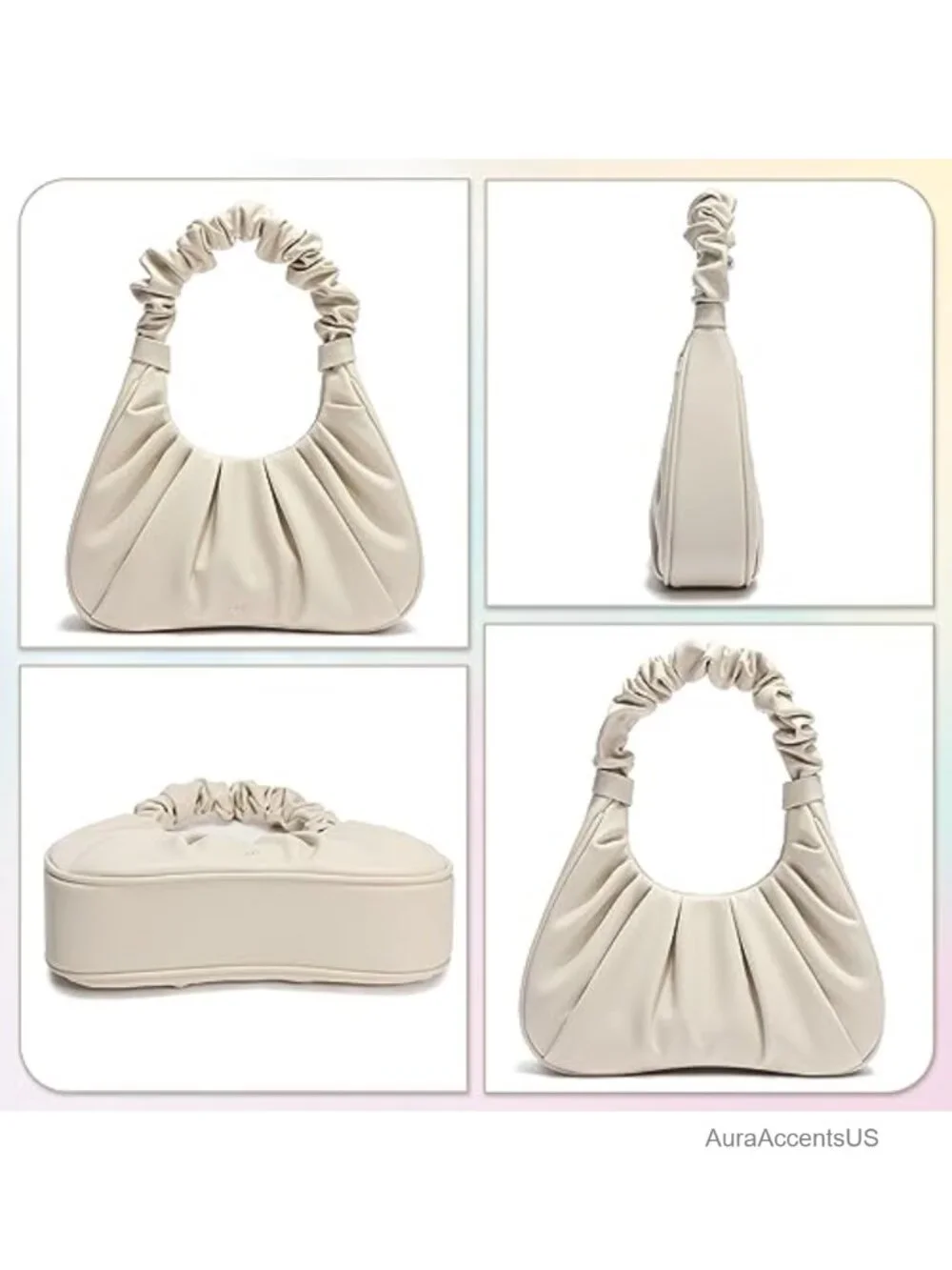 Faux Leather Mini Hobo Tote Shoulder Bag with Zipper Closure